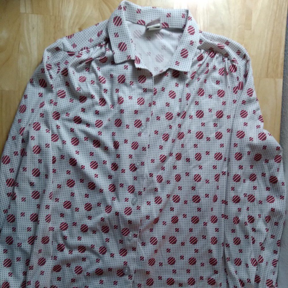 Vintage 70s MCM Graff Geometric Dots Circles Pattern Disco Shirt - Picture 2 of 7